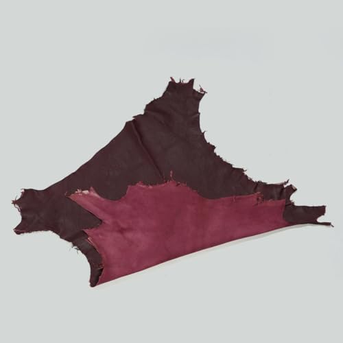 Tooling Leather Hides, Whole Nappa Antique Soft Lambskin Leather for Arts and Crafts - No Holes & Cuts | Quality Rawhide Leather 5-6 Sq ft (Pack of 2) - Burgundy - color: Burgundy, size: 2 Hide x 5-6 Sq ft