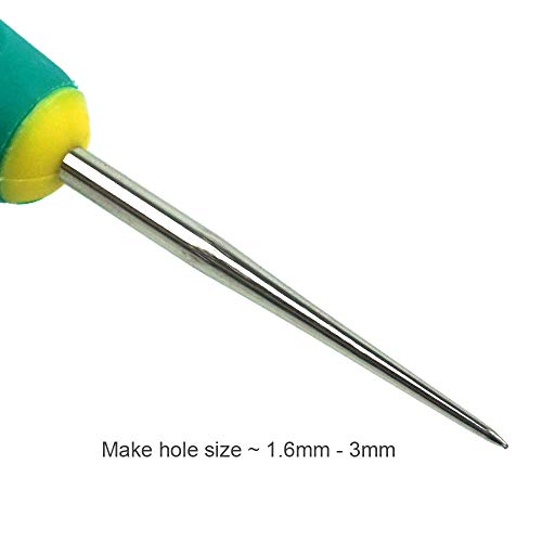 Leather Stitching Awl Straight Sewing Awl Hand Stitcher DIY Sewing Repair Tool Ergonomic Rubber Handle Safety Cap 1.6mm Tip 137mm Long Compact Size for Leather Canvas Precision Awl Work 1 PC