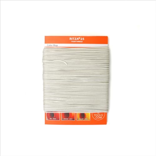 Silver 1.2mm RITZA 25 Tiger Thread for Leather Craft | Waxed Polyester Saddlers Thread - color: 1,2 mm - Silver - 50 meters