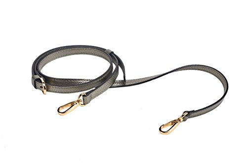 LIVE UP Full Grain Purse Strap Genuine Leather Replacement for Cross Body Bag Handbags - color: Silver Grey