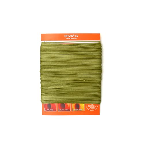 for Leather Craft | Waxed Tiger Thread | 1.2mm Pea Green Polyester - color: 1,2 mm - Pea Green - 50 meters