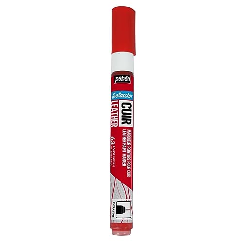 PEBEO - Setacolor Leather - Acrylic Marker for Leather and Leatherette - Customisation Bag, Shoe, Sneaker - Scratch, fold and rub Resistance - Matt/Satin Finish – - color: Intense Red, style: Matt/Satin