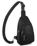 Sling Bag for Women, Crossbody Waist Pack Chest Purse Travel Black | Crossbody Purse with Dual Zipper Main Compartment,6 Pockets & 4 Card Slots, Reversible Design, Travel & Daily Use - color: Z-pure Black