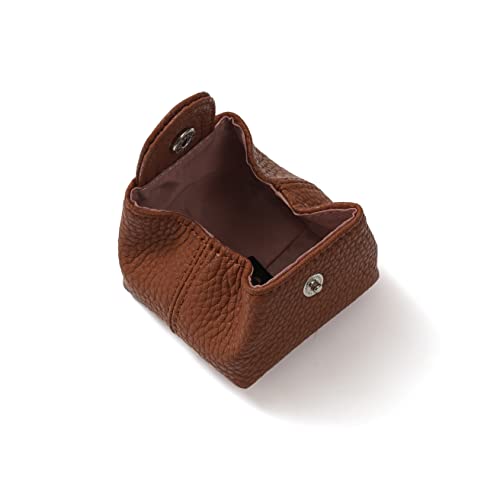 Cockatoo Genuine Leather Coin Pouch Change Holder, Mini Snap Pocket Wallet for Men Women (Brown, Small) - color: Brown, size: Small