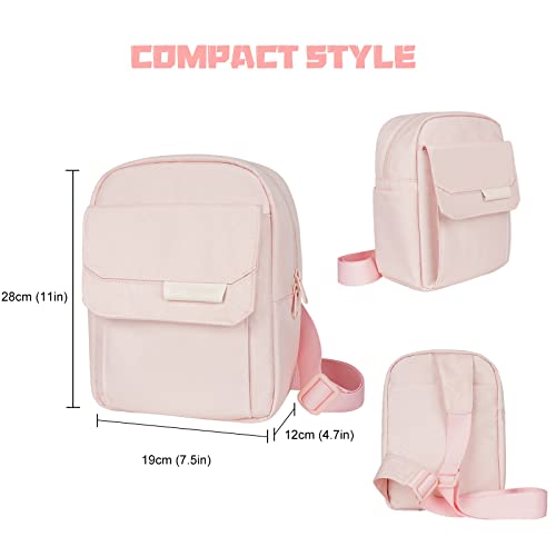 TULLIO Women Camera Bag, Small Lightweight Camera Sling Bag Waterproof DSLR/Mirrorless Crossbody Case with Rain Cover Everyday Shoulder Photgraphy Bag for Photographers - color: Pink, size: Small