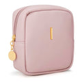 Initial Mini Makeup Bag Cosmetic Bag for Women | Personalized Gift, Toiletry Bags, 2 Mesh Pockets, Soft PU Leather, Water Proof Design, Smooth Zipper & Sturdy Build - size: 1pc Pink, style: I