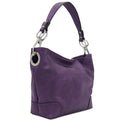 Hobo Shoulder Bag with Big Snap Hook Hardware - color: Purple