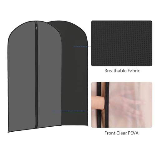 Zilink Clear Garment Bag Dress Bags for Storage 43 in, 8 Pack, Black - size: 43"-8pcs