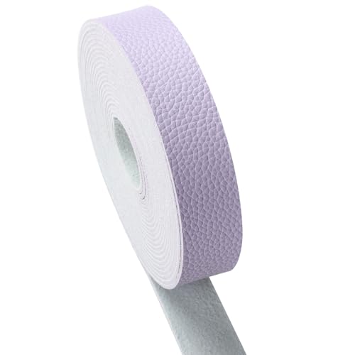 picheng Faux Leather Strap 1 Inches Wide Lychee Texture Leather Straps for Crafts, 200 Inches Long Faux Leather Strips - color: Light Purple