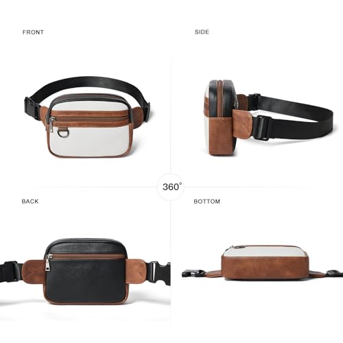 Leresas 2L Fanny Pack for Women Belt Bag Waist Purse Vegan Leather Fanny Pack Travel Waist Pouch Brown with Black - color: BBW