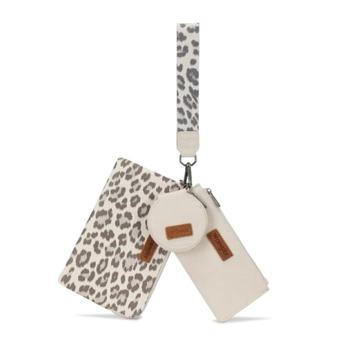 Montana West X Wrangler Keychain Wallets for Women Dual Pouch Wristlet - color: Beige