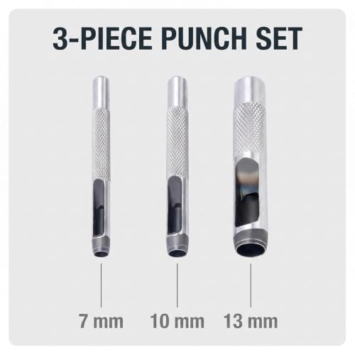 3 Pcs Grommets Hole Punch, Steel Hollow Leather Punch Set, 3-Piece Set (1/4, 3/8, 1/2 inch) is an Original Accessory for The Grommet Tool Kit, Grommet Kits ﻿