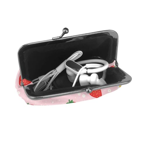 Kiss-lock Coin Purse for Women Change Purses Cute Small Coin Pouch Tiny Coin Wallet (Strawberry Pink) - color: Strawberry Pink