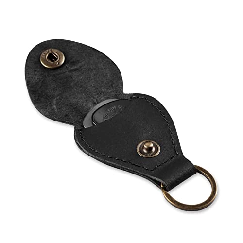 Leather Guitar Pick Holder Keychain, Guitar Pick Holder Case Bag, Plectrum Key Fob Cases Bag, Gift for Guitar Players Black - color: Black