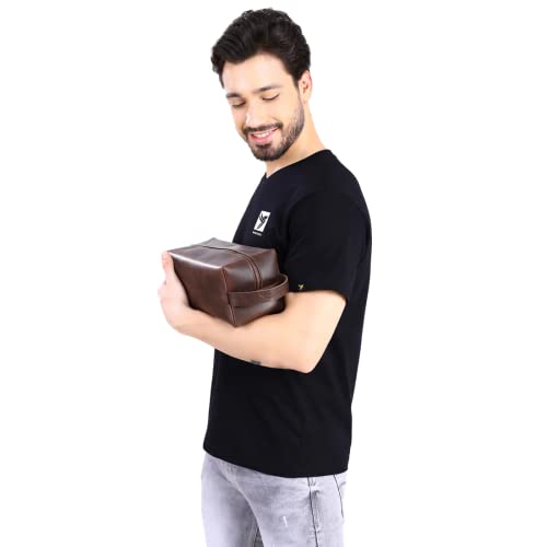 Personalized Genuine Leather Toiletry Bag with Matching Leather Keychain, Travel Toiletry Bag for Men, Groomsmen Gift, Father's Day, Christmas, Graduation Gift