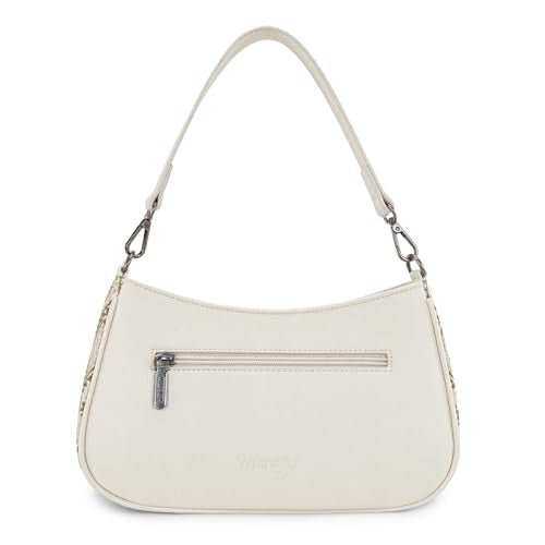 Wrangler Shoulder Bag for Women Western Small Purse Hobo Handbag | Aztec, Underarm Bag, 2 Detachable Straps, Secure Zipper Closure, Back Pocket, Crossbody Bag for dates, travel and everyday - color: Beige