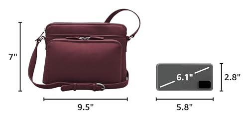 ili New York Genuine Leather Crossbody Bags for Women - Premium RFID Blocking Shoulder Bag Organizer with Adjustable Strap - color: Merlot
