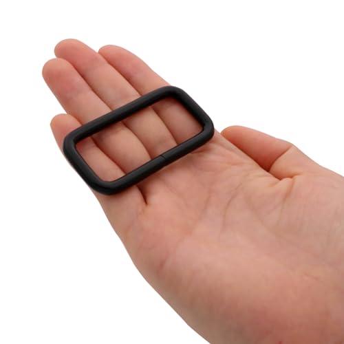 Metal Rectangle Ring Buckles Square Strap Webbing Belt Rings Non Welded 2" x 0.8" - color: Black X 8 Pcs