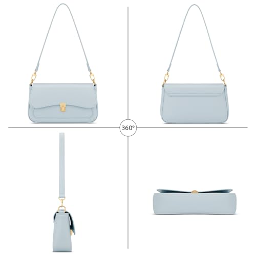 KKXIU Small Shoulder Bag for Women Cute Hobo Handbags Mini Clutch Purses | Classic Trendy Retro Underarm Crossbody Bag with Detachable Straps, Zipper Closure - color: Blue