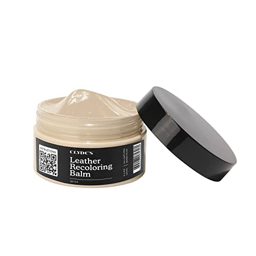 Clyde's™ Leather Company Leather Recoloring Balm – Color Restore & Scratch Repair Kit for Faded Leather Furniture, Car Seats, Sofa & Vinyl | 23 Colors | Non-Toxic Dye - color: Beige, size: 100ML