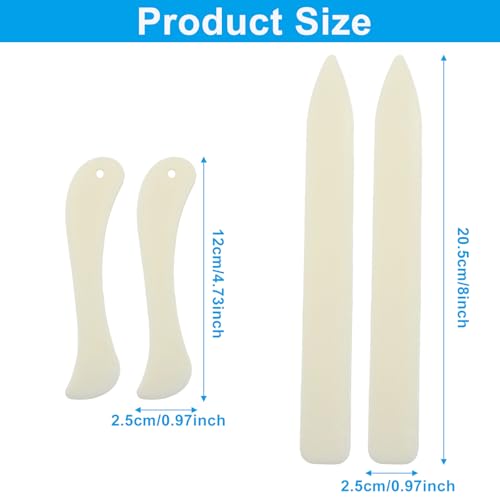 OSVJE Bone Folder, 4 Pack, Plastic Crease Maker Scoring Tool | Folding Bookbinding Tool, For Paper Crafts, For Quilting, For Leathercraft