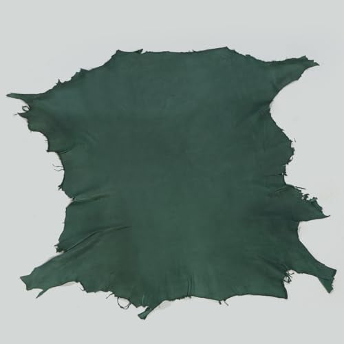 Tooling Leather Hides, Whole Nappa Antique Soft Lambskin Leather for Arts and Crafts - No Holes & Cuts | Quality Rawhide Leather 5-6 Sq ft (Pack of 4) - Burnt Green - color: Burnt Green, size: 4 Hide x 5-6 Sq ft