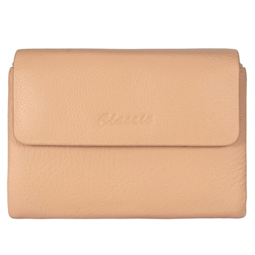 Women's Bifold Wallet, Genuine Leather, Magnetic, ID Window | Holds 10+ Cards, 2 Zip Coin Pockets, Pebbled Cowhide, Snap Closure, Large Capacity, Multiple Colors, Compact 5.5x3.9in - color: B-Light Pink