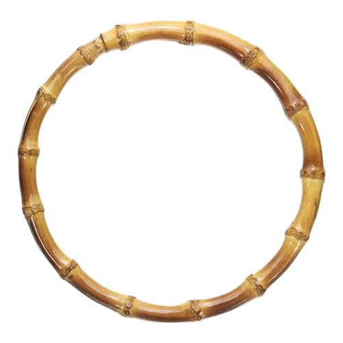 uxcell Bamboo Purse Handle, 7 Inch Round Handmade Rings Holders, Decorative Replacement Handle for Tote Bag, DIY Beach Summer Bag, Handbag Making Decorations, (Brown) - color: Brown, size: 7.3"