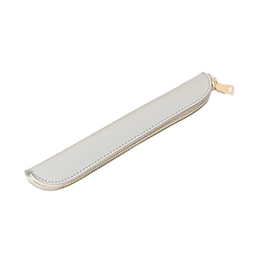 Slim Pencil Case Skinny Pen Case Pen Pouch (FL Gray) | Smooth gold zipper; wipe-clean faux leather; fits a few gel writers and a stylus; slips into planners backpacks and totes - color: Gray