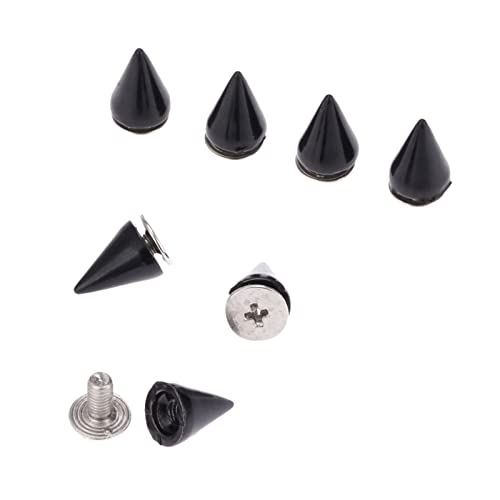 Yetaha Black 7x10MM Cone Punk Screw Back Rivet Spikes, Metal Studs - color: Black