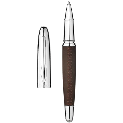 BEILUNER 318 Luxury Leather Pen, Full Grain Oil Tan Crazy Horse Cowhide Leather, Chrome-Plated Finish, Smooth Black Ink Refill, Best Rollerball Gift for Men & Women,Executive, Professional, Nice Pens - color: Crazy Horse Cowhide Leather