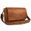 Genuine Leather Messenger Bag - Crossbody Briefcase Satchel Bag for Men & Women - Office, Work, Travel & Daily Use - color: Tan (Strap)