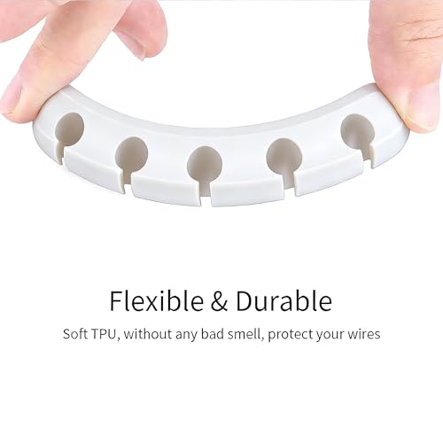 Cable Management Organizer, Soft TPU Cord Holder Self-Adhesive Wire Clips for Desk, Wall, Car – Flexible & Durable, No Bad Smell, Multipurpose for Data Cable, Headphone Cable, Mouse Line (5 Sizes)