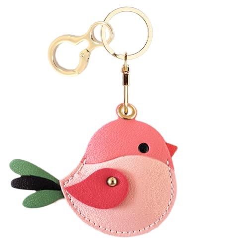 BORKUANA PU Leather Keychain holder Protective Case Compatible with AirTag - color: Bird D