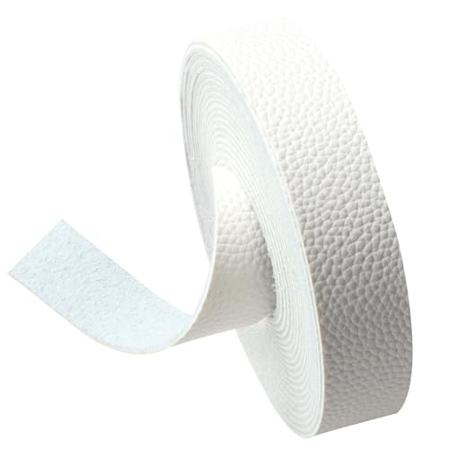 picheng Faux Leather Strap 1 Inches Wide Lychee Texture Leather Straps for Crafts, 200 Inches Long Faux Leather Strips - color: White