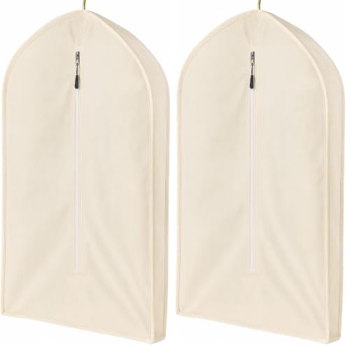 100% Cotton Garment Bag | Long | Breathable Garment Bags for Hanging Clothes | Garment Storage Bag for Long Dresses & Coats Storage | Pack of 2 (62 Inch) - size: 62 Inch (Pack of 2)