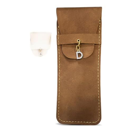 Personalized Initial PU Suede Pen Pouch - Office and Professional Storage Accessory, Ideal Gift for Coworkers (D) - color: D