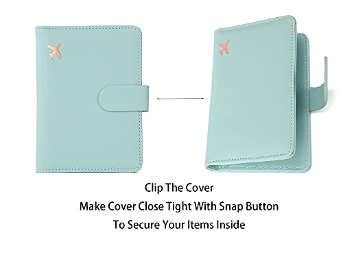 Melsbrinna Premium Leather Passport Holder Covers Case, Waterproof Rfid Blocking Travel Wallet Passport Holder with Pen Holder, Cute Passport Book for Women/Men - color: AD-Aqua green
