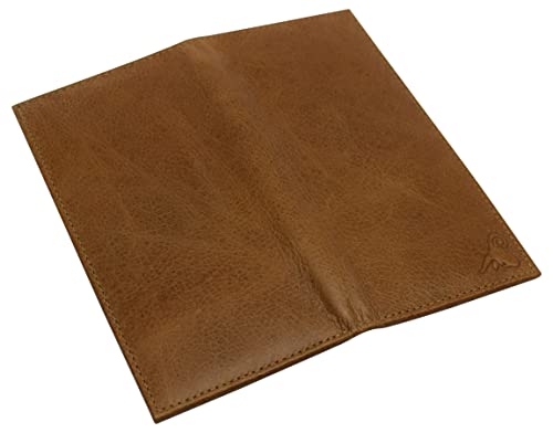 Genuine Leather Checkbook Cover For Men & Women Checkbook Holder Wallet RFID Blocking USA Series (Tan Plain) - color: Tan Plain