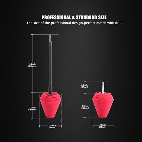 SPTA Metal Polishing Tool, Auto Cone Metal Polish Buffing Polishing Ball, Drill Buffing Sponge Pads Buffing Wheel for Drill Foam, Sponge Buffing for Automotive Car Wheel Hub Care - color: Red Cone Polishing Ball