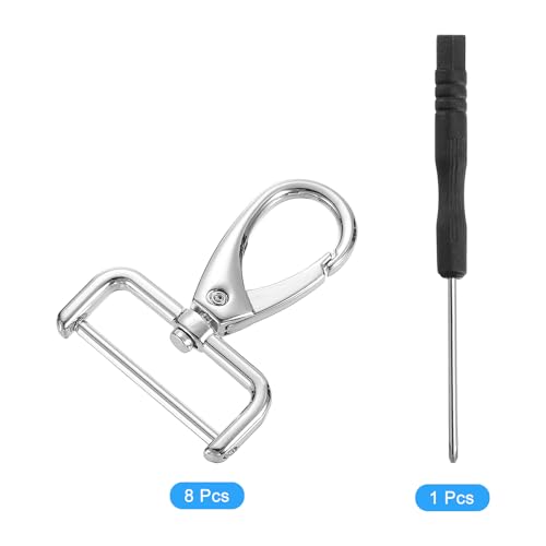 uxcell Swivel Clasps Hook, D Ring Detachable Snap Hardware Metal Lobster Claw Clasp Hook with Screwdriver - color: Silver, size: 12mm(0.47 Inch)