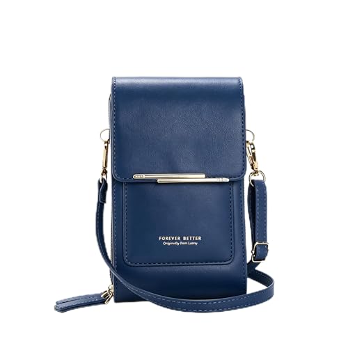Touchscreen Phone Crossbody Bags for Women,Anti-Theft PU Leather Messenger Bag,RFID Blocking Small Mobile Phone Purse Wallet - color: Blue