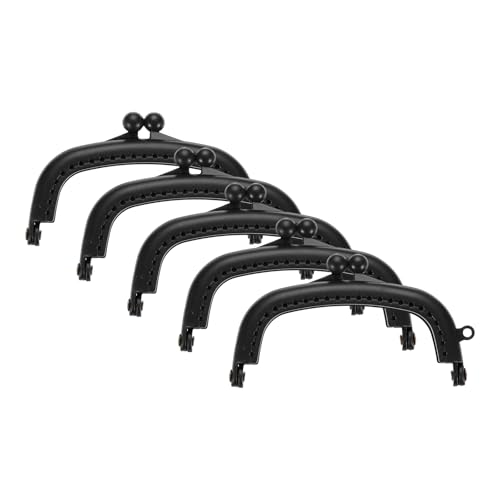 uxcell 5 Pcs Plastic Purse Frame, 8.5cm/3.3" Retro Arch Kiss Lock Clasp Frame Embossed for Purse Making, Handled Bag, Coin Bag Clutch Bag, Frame Hardware Replacements (Black) - color: Black