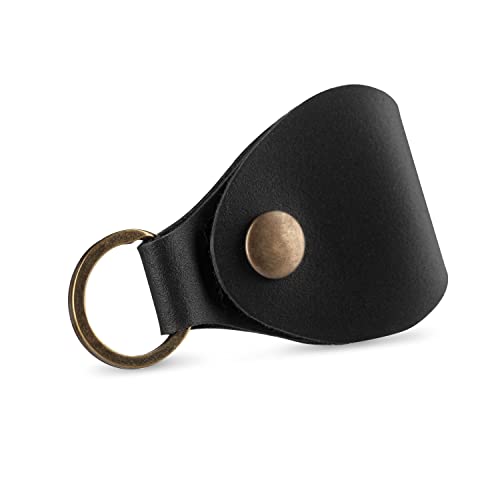Leather Guitar Pick Holder Keychain, Guitar Pick Holder Case Bag, Plectrum Key Fob Cases Bag, Gift for Guitar Players Black - color: Black