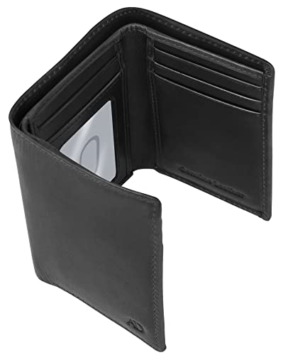 Trifold Wallets for Men - Slim RFID Blocking Wallet for Securing Personal Data - Front Pocket Friendly Genuine Leather Wallet - Mens Wallets Trifold with ID Window - Tri Fold Wallet Gifts for Men - color: Crazyhorse Black