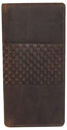 Genuine Leather Checkbook Cover For Men & Women Checkbook Holder Wallet RFID Blocking USA Series (Vintage Design Brown) - color: Vintage Design Brown