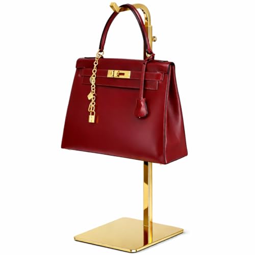 pickpiff Adjustable Table Banner Stands & Purse Holders, Shiny Gold | Height-adjustable tabletop holder displays handbags in closets, on desks or in retail stores. - size: 1 Pack