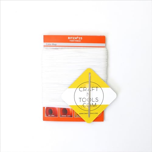 for Leather Craft - Waxed Tiger Thread, Polyester, 1.2mm - color: 1,2 mm - White - 50 meters