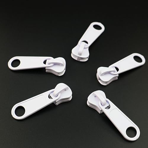 #10 White Pulls for Resin Plastic Zipper for Jacket Luggage Purses Bag Bulk | Leekayer 15PCS Large Sliders for White Metal Slider for Zipper Repair - color: White, size: #10-Single Pull