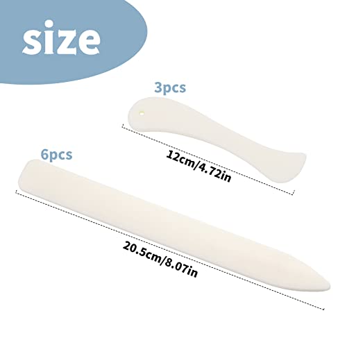 9 Pcs Bone Folder Tool Scoring Tool Folding Bone Plastic Paper Folding Tool Book Binding Kit Leather Burnishing Card Making for Folding Scoring Creasing Origami Scrapbooking (Pack of 3) - size: 9 PCS (Pack of 3)
